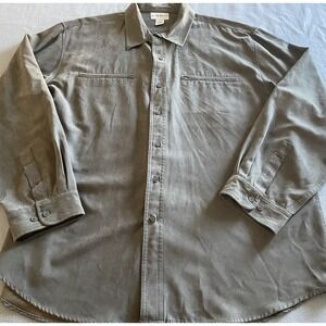 Knightsbridge Mens XL Faux Suede Long Sleeve Button Down Shirt Tan Drab RN80406